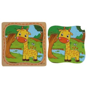 W0174 Игрушка деревянная пазл жираф Буратино в кор.500шт