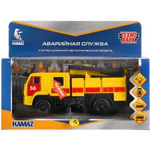 KAM43502-15SLEM-YE Машина металл свет-звук КАМАЗ-43502 АВАРИЙНАЯ СЛУЖБА 15 см, двер, инер, кор. Технопарк в кор.2*36шт