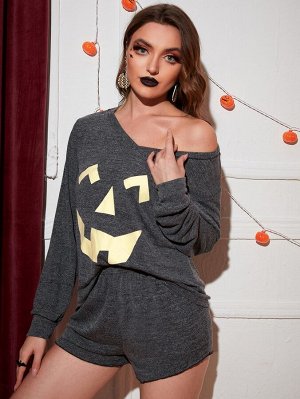 Пижама на хэллоуин с принтом тыквы