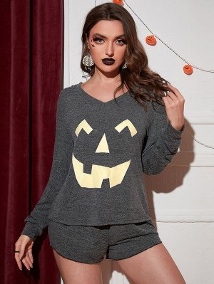 Пижама на хэллоуин с принтом тыквы
