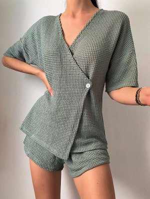 Пижамный комплект из вязаного топа и шорт