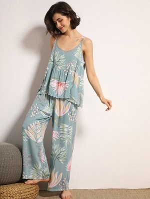 Халат и пижама с цветочным принтом 3 пакет