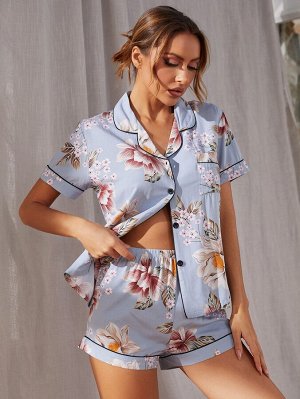 Пижамный комплект с цветочным принтом