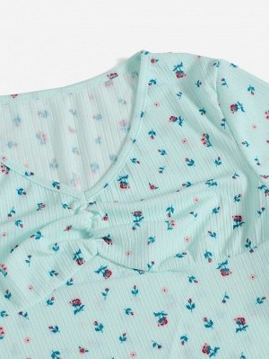Трикотажный пижамный комплект с цветочным принтом