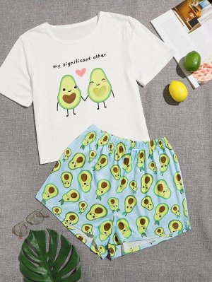 Пижама с принтом авокадо