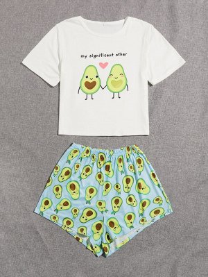 Пижама с принтом авокадо