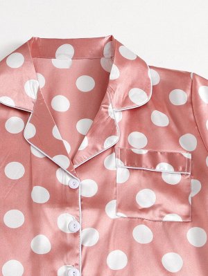 Контрастная отделка В горошек милый Комплект пижамы