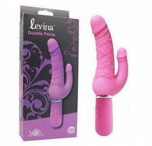 Розовый вибратор Levina Double Penis - 21,5 см.