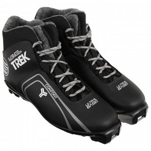 Ботинки лыжные TREK Level 4, SNS, искусственная кожа, цвет чёрный/серый, лого белый, размер 45