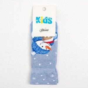 Носки детские махровые, цвет светло-голубой меланж/голубой, размер 16-18