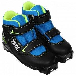 Ботинки лыжные TREK Snowrock, SNS, искусственная кожа, цвет чёрный/синий, лого лайм-неон/белый, размер 28
