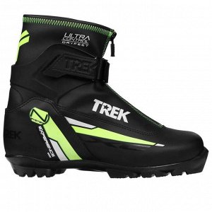 Ботинки лыжные TREK Experience 1, NNN, искусственная кожа, цвет чёрный/лайм-неон, лого белый, размер 40