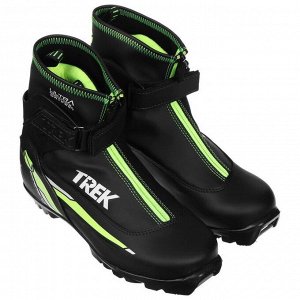 Ботинки лыжные TREK Experience 1 NNN ИК, цвет чёрный, лого зелёный неон, размер 40