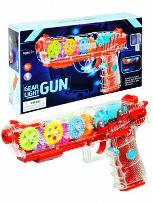 Прозрачный светящийся пистолет с шестеренками GEAR LIGHT GUN