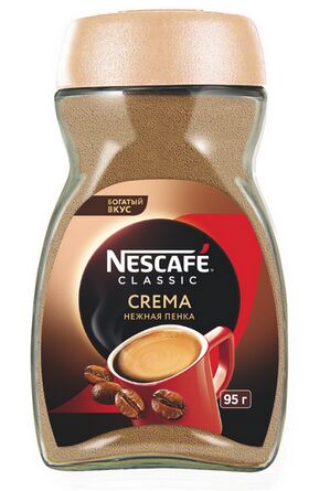 NESCAFÉ® Classic Crema Кофе натуральный растворимый порошкообразный, банка стекло, 95 г