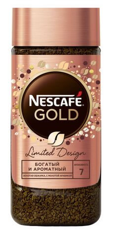 NESCAFÉ® Gold, 100% натуральный растворимый сублимированный кофе с добавлением жареного молотого кофе, стеклянная банка, 190г