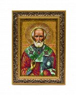 Икона из камня в багете Николай Чудотворец 13*18см