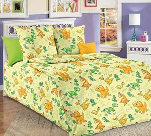 Комплект постельного белья 1,5-спальный, бязь "Люкс", детская расцветка (Динозаврики)