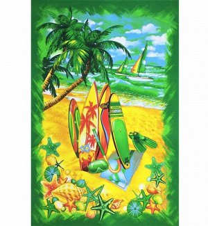 Полотенце вафельное пляжное 100*150 см (Острова, зеленый)