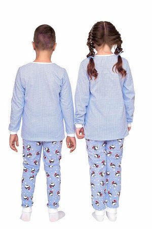 Пижама детская теплая, модель 318, трикотаж (Пингвины)