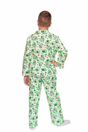 Пижама для мальчика, модель 307, фланель (Долматинцы, зеленый 4046-5)