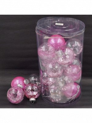 Шар в тубе 8 см набор 20 шт пластик цвет розовый HS-6-1