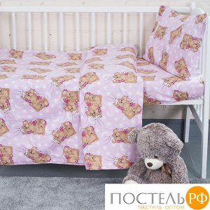Постельное белье в детскую кроватку из бязи ГОСТ 1286/2 Соня розовый