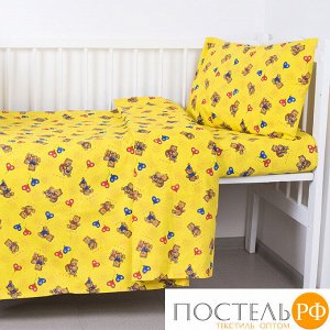 Постельное белье в детскую кроватку из бязи 609/4-1 желтый ГОСТ