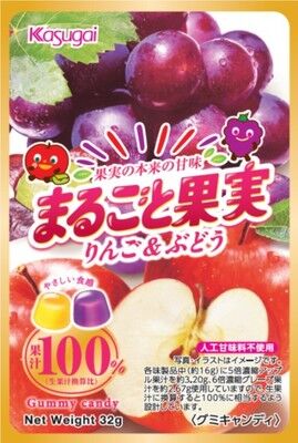 Мармелад жевательный со вкусом яблока и красного винограда 'Marugoto Kajitsu' 32г