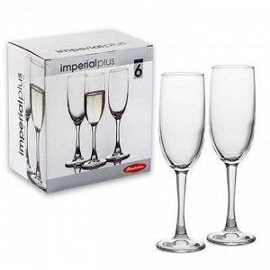 Набор бокалов для шампанского, 6 шт, 150 мл, стекло, IMPERIAL ПЛЮС
