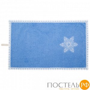850-331-60 полотенце снежинка,30х50. махра,синий,вышивка,100% х\б 400гр\м, кружево