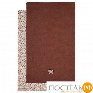 850-605-13 набор полотенец из 2шт кокетка 50х30см ,коричневый+цветы, 100%лён+100%хлопок