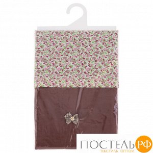 850-605-13 набор полотенец из 2шт кокетка 50х30см ,коричневый+цветы, 100%лён+100%хлопок