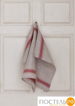 Кухонное  полотенце "KITCHEN TOWEL", р-р 50х70см, цвет:натуральный/красная полоса