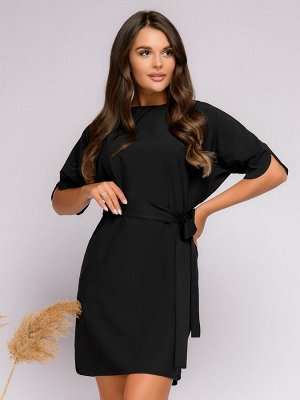 Платье черное длины мини с рукавами "летучая мышь"