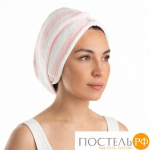 Чалма для сушки волос Этель «Полоски», цв.розовый, 65*25 см, 100% п/э