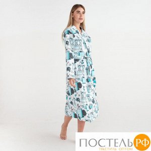 Халат женский удлиненный Этель Mint mood р.50-52, вафля 200г/м2, 100% хл