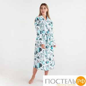 Халат женский удлиненный Этель Mint mood р.42-44, вафля 200г/м2, 100% хл