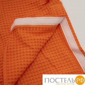 ТМ Вселенная текстиля Вафельная накидка на резинке для бани и сауны Премиум женская с широкой резинкой цвет 164 оранжевый