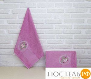 A0000183 Набор полотенец "3 цветка" (50х90+70х140), розовый