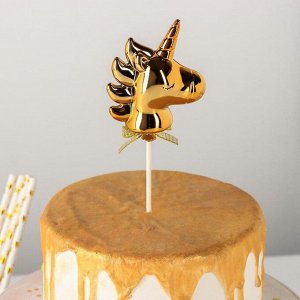 Топпер на торт«Единорог», 21х7см, цвет золотой