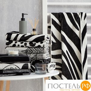 Полотенце махровое Этель Zebra чёрный, 70х130 см, 100% хл, велюр, 420 гр/м2