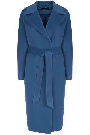 Женское текстильное пальто  с поясом из текстильных материалов