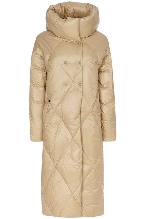 Женское текстильное пальто на натуральном пуху с отделкой из трикотажа