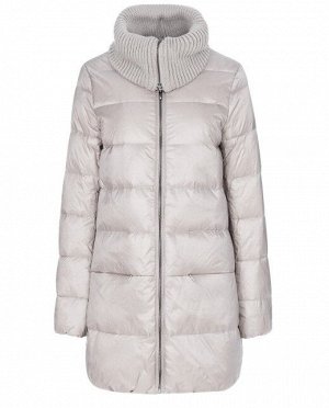 Топ Женская текстильная куртка на натуральном пуху с отделкой из трикотажа |Серый| 100% нейлон+  трикотаж  (100%  акрил)|La Reine Blanche