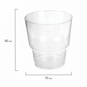 Одноразовые стаканы 200 мл, КОМПЛЕКТ 50 шт., прозрачные, "КРИСТАЛЛ", ПС, холодное/горячее, LAIMA, 602652
