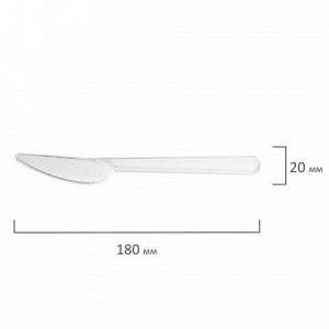Одноразовые ножи 180 мм, КОМПЛЕКТ 48 шт., прозрачные, КРИСТАЛЛ, пластиковые, LAIMA, 602655