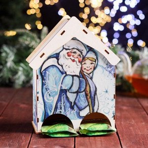 Чайный домик на два ряда "Дед Мороз и Снегурочка" 15,5x9,6x20 см