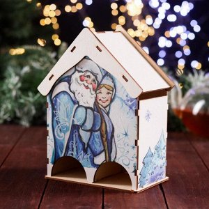 Чайный домик на два ряда "Дед Мороз и Снегурочка" 15,5x9,6x20 см