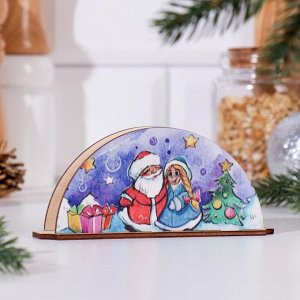 Салфетница "Дед Мороз и Снегурочка с подарками", 13,5х3,1х6 см